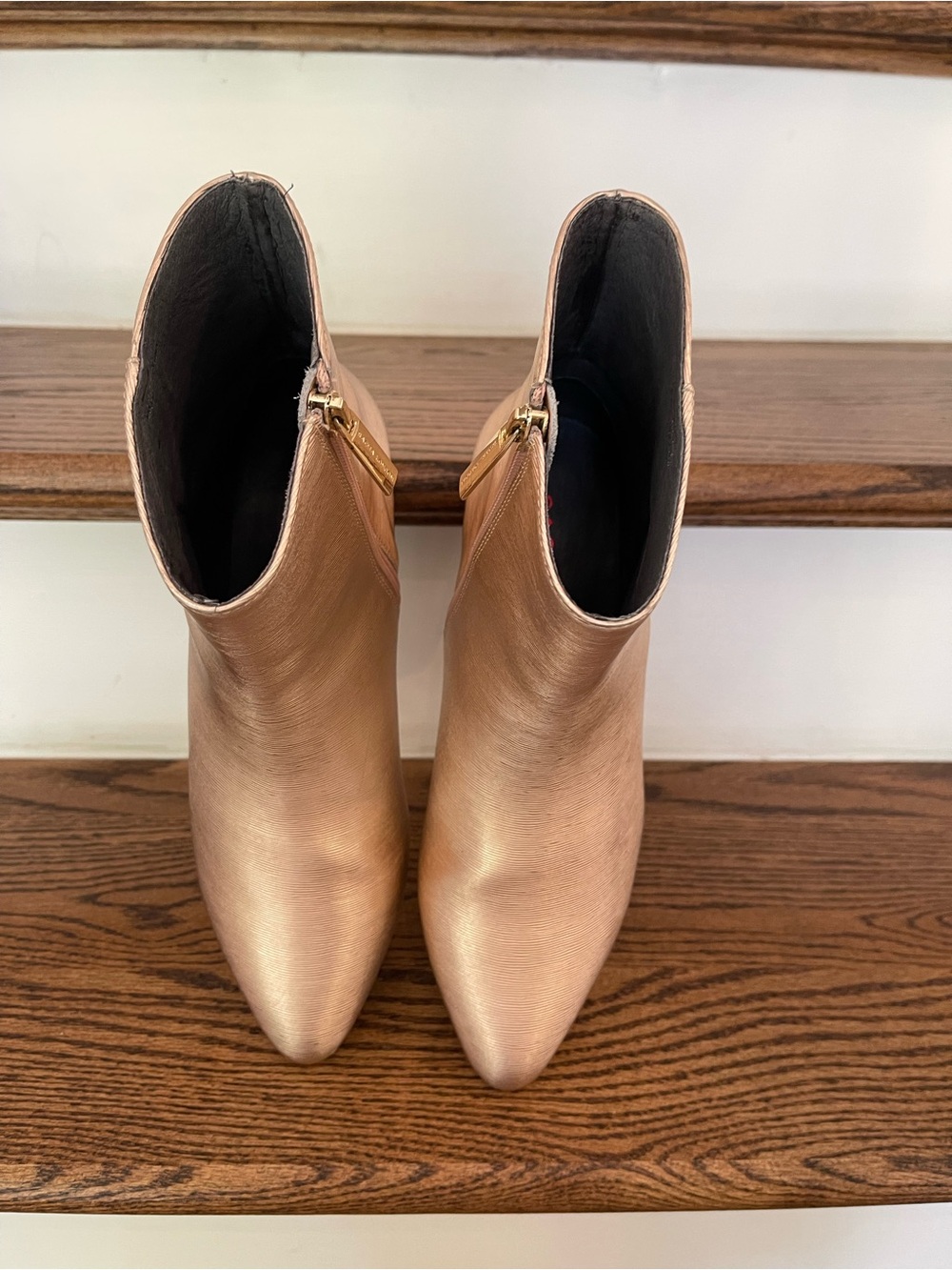 Metallic Rose Ankle Booties with Side Zip - Women's Booties sz 8 - Picture 8 of 8